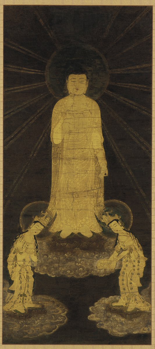 JapanTraCul's tweet image. Welcoming Descent of Amitabha (Amida), Avalokiteshvara (Kannon), and Mahasthamaprapta (Seishi), 1185-1333  

#Buddhism