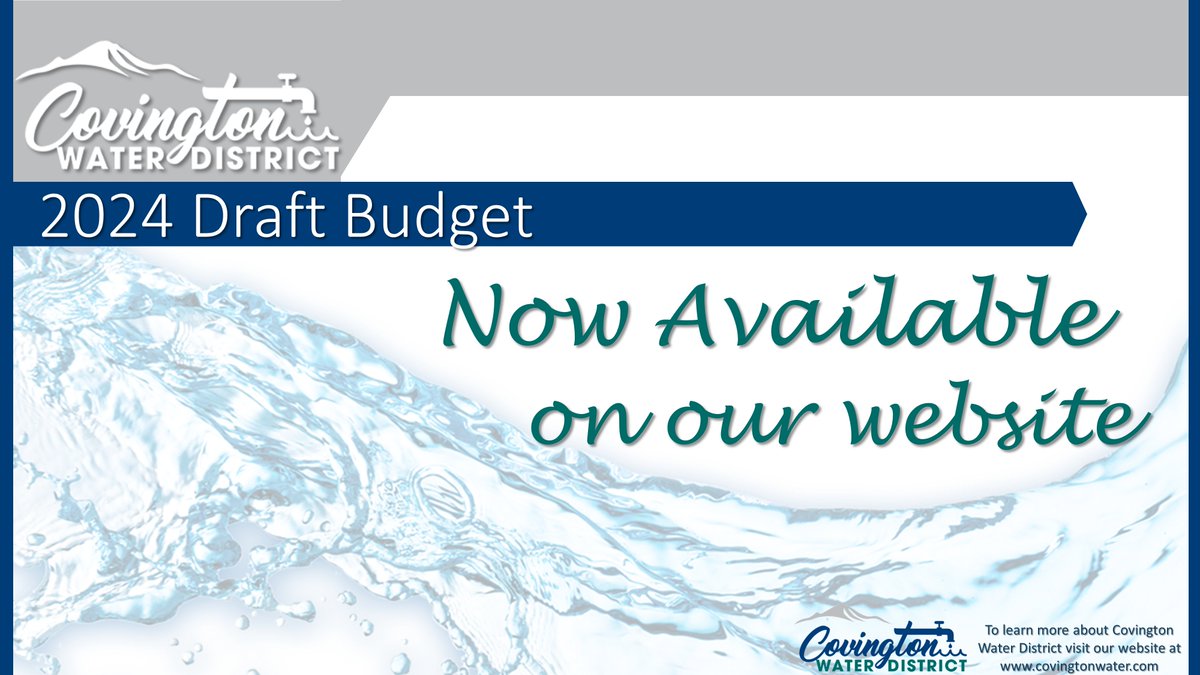 Covington_Water's tweet photo. To fulfill CWD's dedication to providing quality water along with excellent customer service, strategic and emergency planning, fiscal responsibility, regulatory compliance, stewardship, and partnerships, we are delighted to introduce our 2024 Draft Budget. https://t.co/yTEnVvmAAI