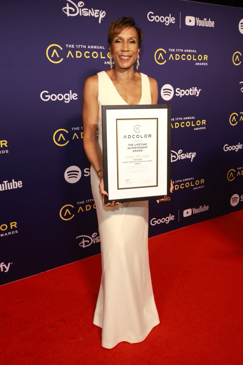 TheOfficialBECA's tweet photo. Congrats to BECA Founder Jerri DeVard for the 2023 ADCOLOR Lifetime Achievement Award! This award reflects Jerri's commitment to excellence, profound marketing influence, and dedication to future Black marketers.
#BECAstrong #JerriDevard #ADCOLOR2023 https://t.co/839diE2xwC