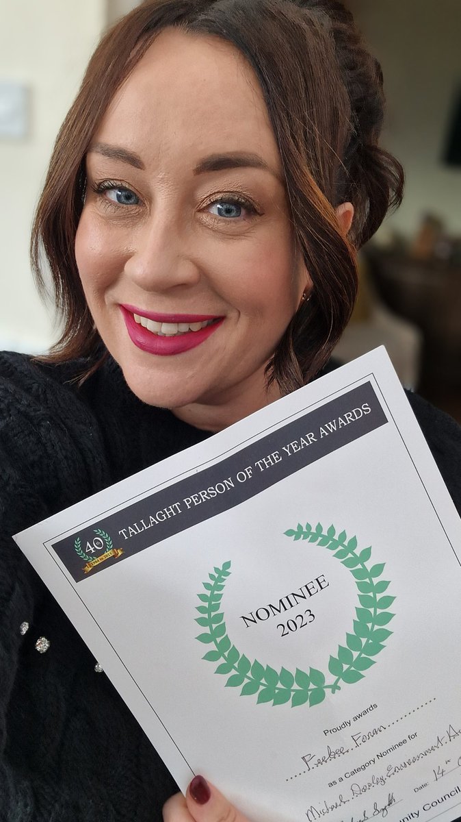 On Sunday I was really honoured to be shortlisted among some really incredible people in the Environment Category of the Tallaght Person Of The Year Awards, held by <a href="/TallaghtComCo/">Tallaght Community Council  (RCN)20012335</a> 
An incredible evening celebrating people who are quietly making change. #tpoty2023
