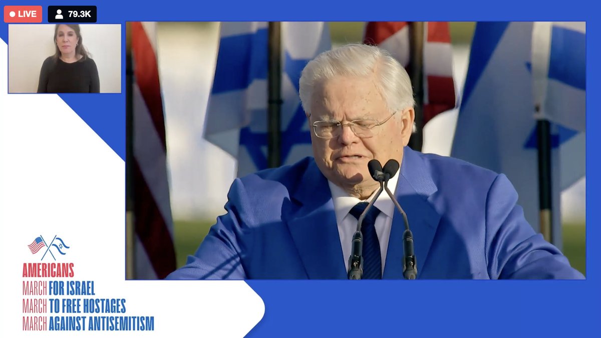John Hagee, who suggested the Holocaust was God's punishment against disobedient Jews and has said the anti-christ will be 'partially Jewish, as was Adolf Hitler' takes the stage at the March for Israel