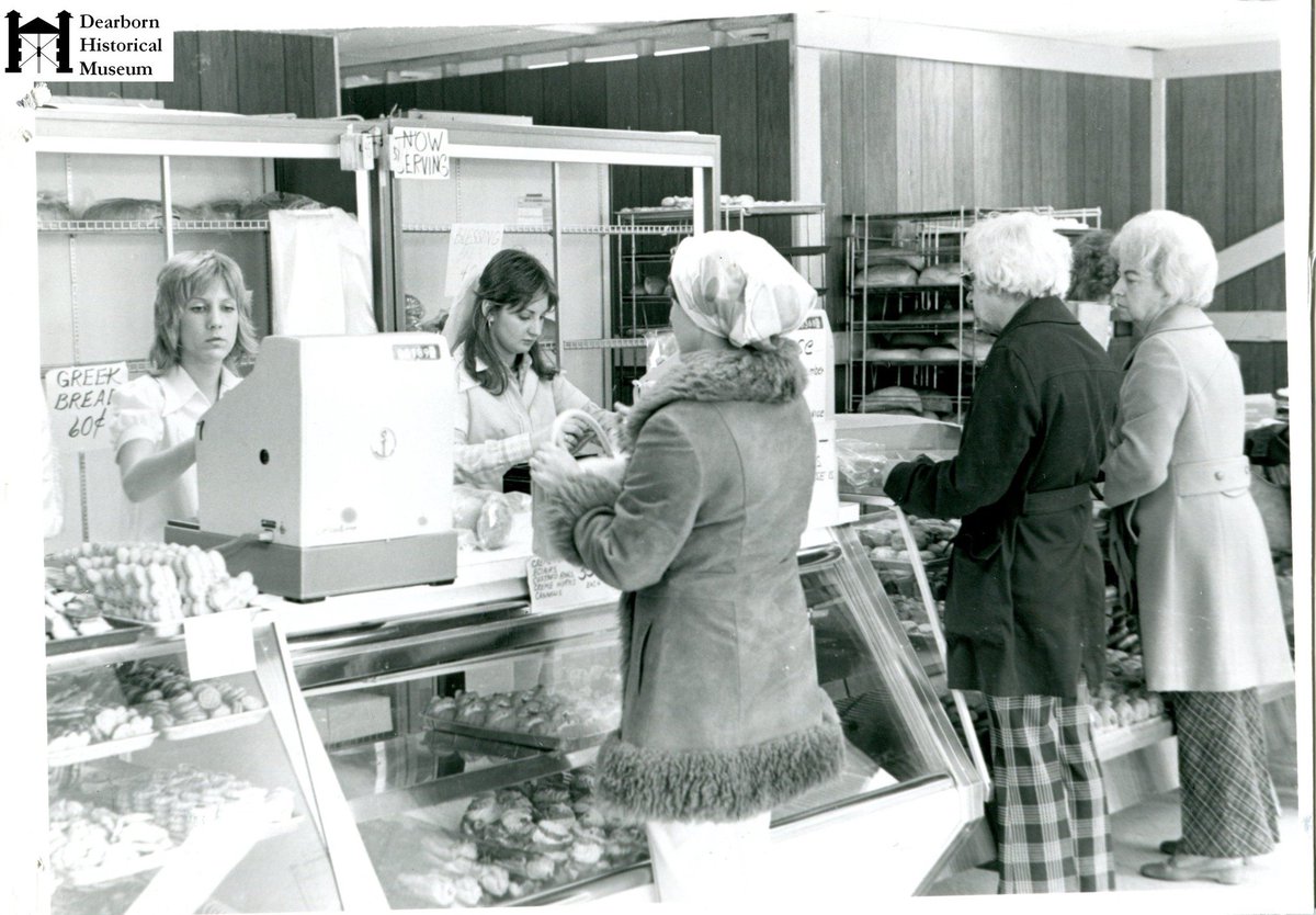 DearbornHMuseum's tweet photo. This baked good centric photo taken for the Dearborn Guide in 1975 shows the Tel Ford Bakery at 5724 N Telegraph https://t.co/63V5HsBc0d