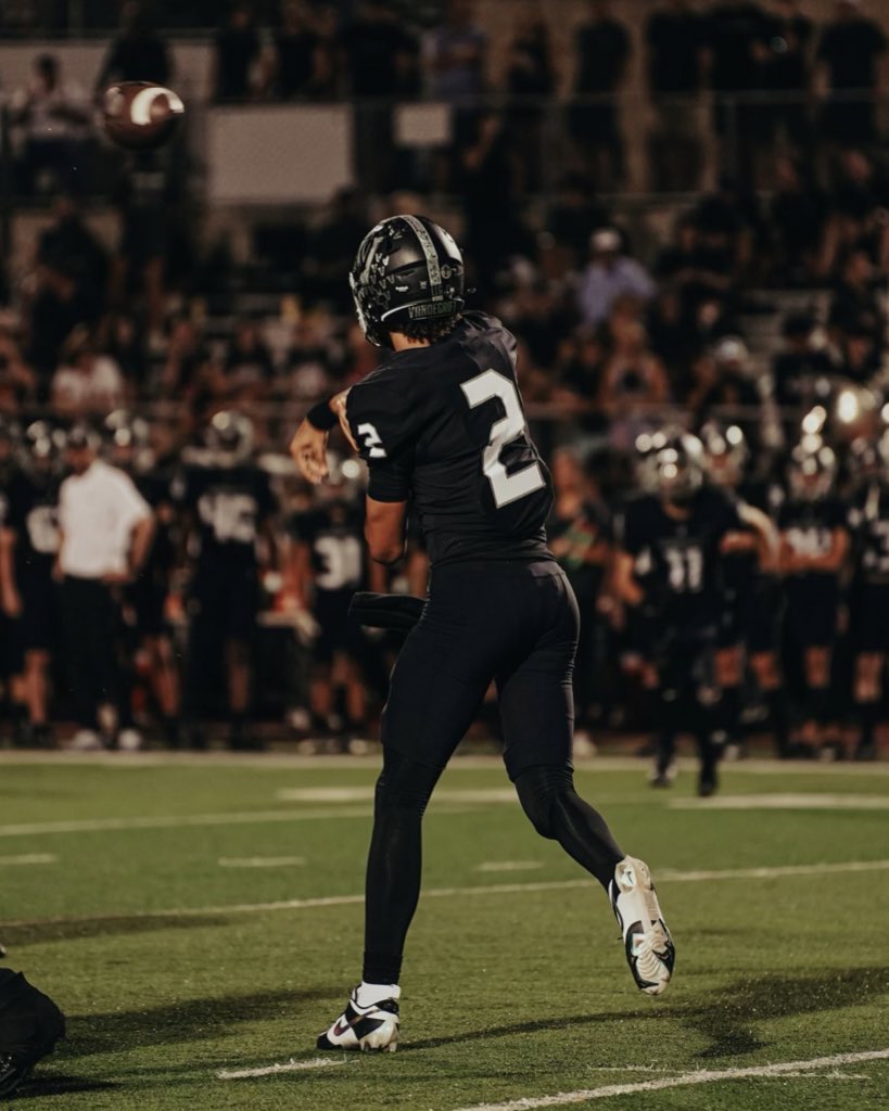 AdamsDeuce's tweet photo. Friday nights have always been apart of my life. I've been on the sidelines since I was a little kid. I have loved every moment of it. I knew one day my time would come when I would get to operate on the field under the lights. Thank you to all of my coaches🖤 2 out. https://t.co/vT6rSWEFVv
