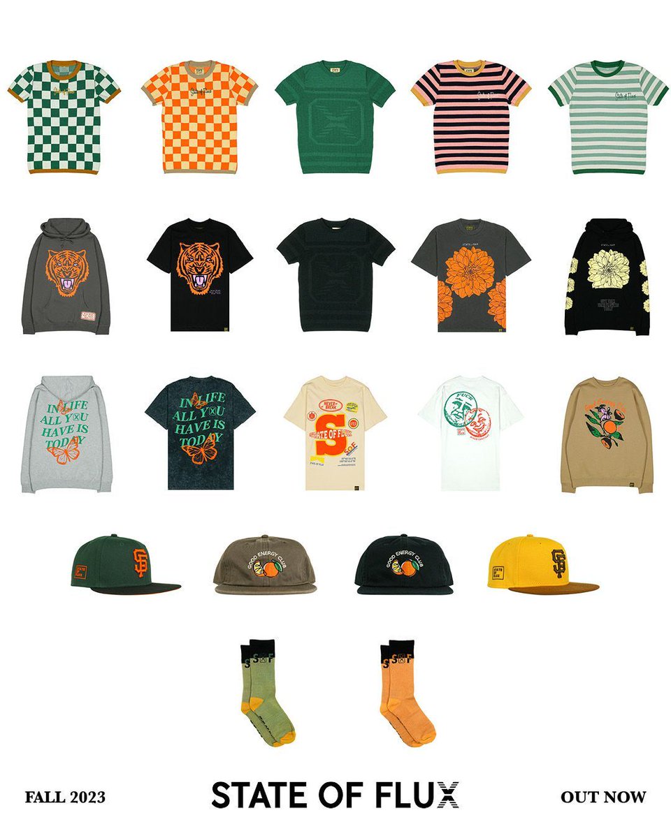 Make a statement this fall with our latest drop! Our Fall '23 release introduces a knitwear line and an exclusive New Era collaboration, ensuring your wardrobe is on point for the season! 🍂🔥

#stateoffluxsf #stateoffluxshop #fall23release #availablenow