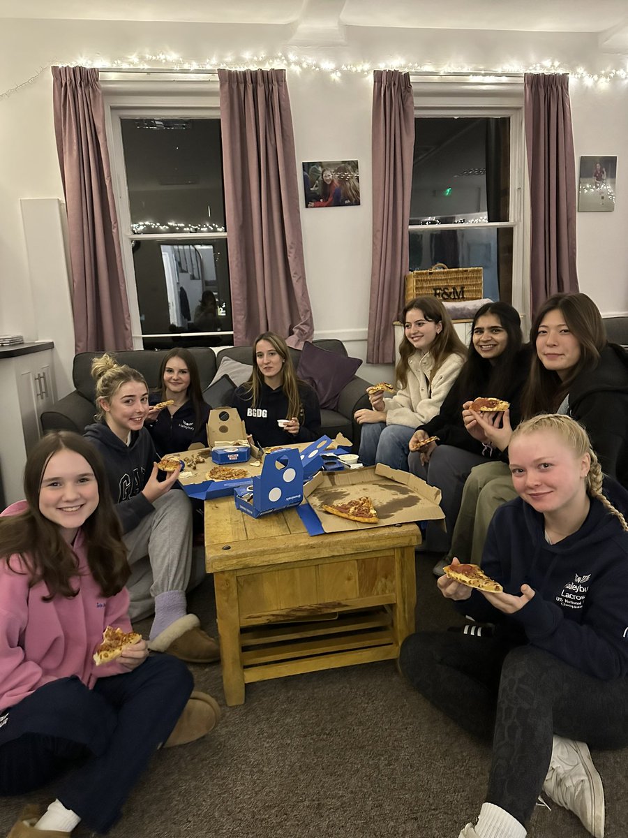 Curie family enjoying their pizza this evening; they were unrivalled winners in the Alban’s quiz night.