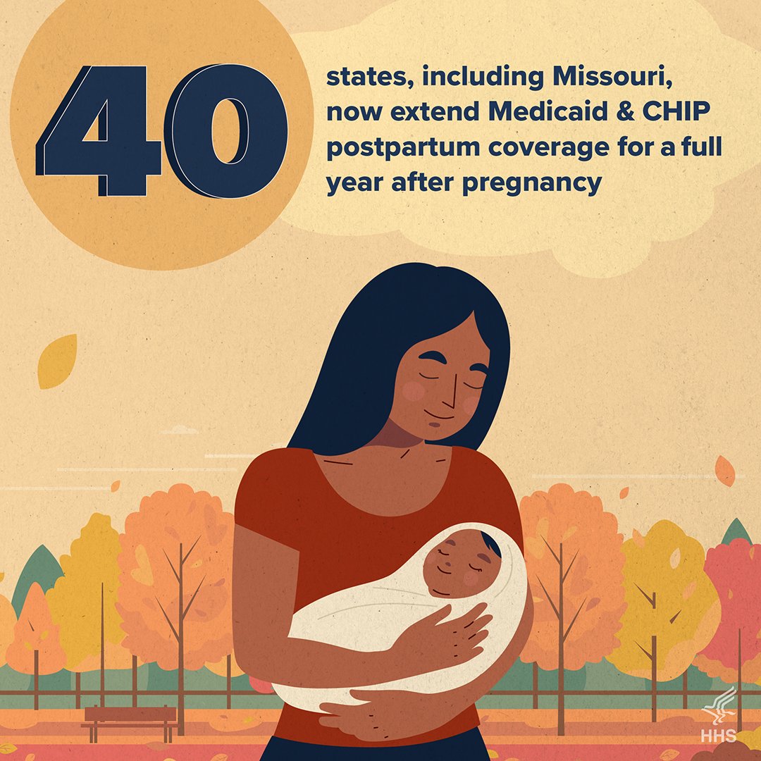 Missouri is the 40th state to extend coverage through #Medicaid &amp; #CHIP for 12 months after pregnancy! Thanks to the Biden-Harris Administration’s efforts to strengthen maternal health, ~641k Americans are now eligible for this life-saving health coverage! bit.ly/3FYptUV