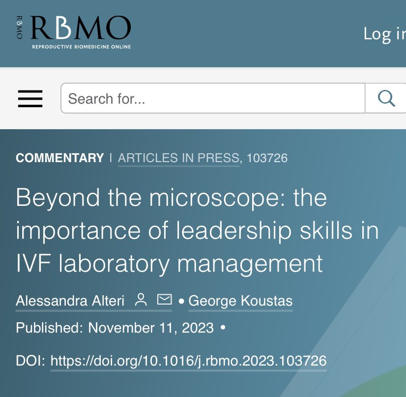 alteri_ale's tweet image. Effective leadership is key to the success and well-being of IVF lab teams. Fostering leadership skills can improve IVF lab efficiency, team morale, and patient outcomes. A huge thank you to @RBMOnline for the opportunity to share on this crucial topic.#leadership #quality