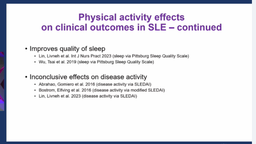 Physical activity improves clinical outcomes in SLE But inconclusive impact on disease activity - 'still TBD'! #ACR23