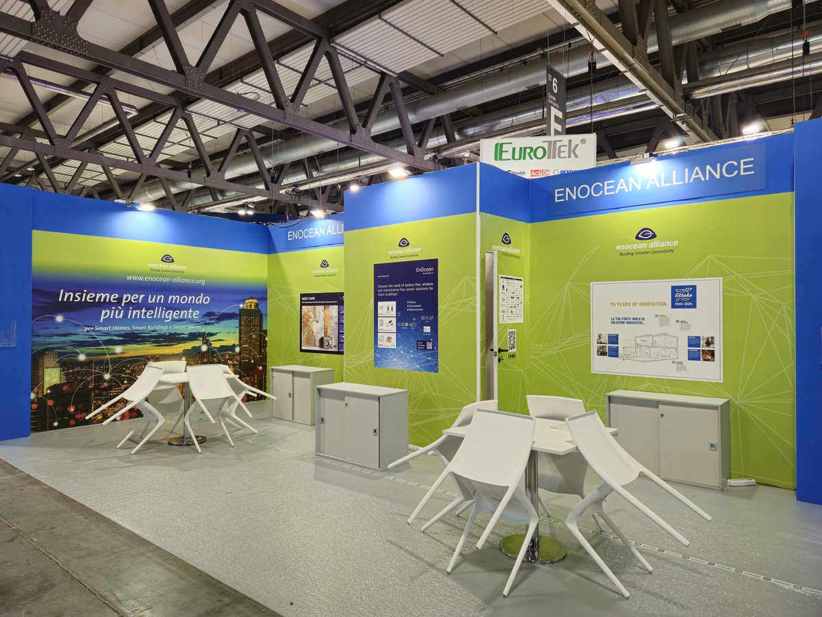 EnOceanAlliance's tweet photo. Hello from Milan! 🇮🇹 The build-up for the #SmartBuildingExpo is in full swing and our booth is shaping up to be simply superb! Come meet us and our partners at Hall 6, Booth No. G24. Can't wait to see you there!
#SBE23 #EnOceanAlliance #EnergyHarvesting #SmartBuilding https://t.co/AWm2r49cof