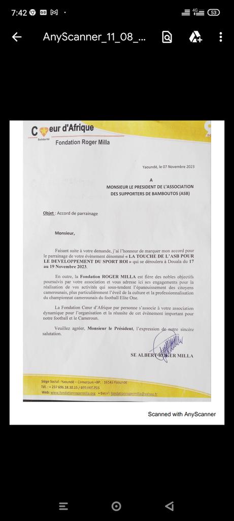 Sous le parrainage de son excellence Roger MILLA, l'association des supporters de Bamboutos FC (ASB) vous invite à leur assemblée générale ordinaire ce 19 novembre au KRYSTAL HOTEL a Douala AKWA. <a href="/cfootcameroun/">CFOOT</a> <a href="/Griffe2Foot/">Griffe 2 F⚽⚽T🇨🇲</a> <a href="/LnFoot/">LNFOOT</a> <a href="/Kosi_foottalk/">KOSI_FOOTTALK</a> <a href="/lataniere237/">La Tanière²³⁷ 🦁</a> <a href="/canal2inter/">Canal 2 International</a>