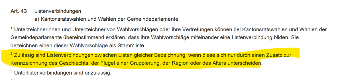 Sachgerecht für kleine #Parteien ist der doppelte #Pukelsheim. Stattdessen droht nun ein Verbot von #Listenverbindungen. Im Kanton SG für unterschiedliche Parteien bereits Realität! Wahlrechtsfragen sind eben Machtfragen. #WahlCH23