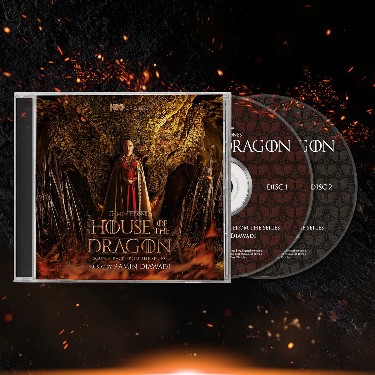 Pre-order the exclusive double CD jewel case of @HouseofDragon: Season 1 by @Djawadi_Ramin, renowned for @GameOfThrones and @WestworldHBO. Featuring 44 tracks, this collector's gem captures the musical brilliance of House of the Dragon's epic world. 🐉 bitly.ws/ZWCJ