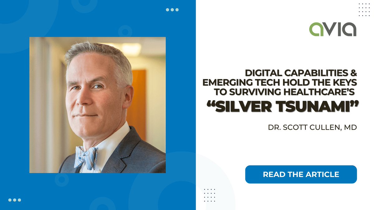 AVIA (@healthavia) on Twitter photo Scott Cullen, MD, recently shared his insights on the role of emerging tech in surviving healthcare’s “Silver Tsunami” with <a href="/hitconsultant/">HIT Consultant Media</a>. Read Cullen’s thoughts on the role of healthcare AI and other technologies here: hitconsultant.net/2023/10/19/sur…
#digitalhealth #silvertsunami Scott Cullen, MD, recently shared his insights on the role of emerging tech in surviving healthcare’s “Silver Tsunami” with <a href="/hitconsultant/">HIT Consultant Media</a>. Read Cullen’s thoughts on the role of healthcare AI and other technologies here: hitconsultant.net/2023/10/19/sur…
#digitalhealth #silvertsunami