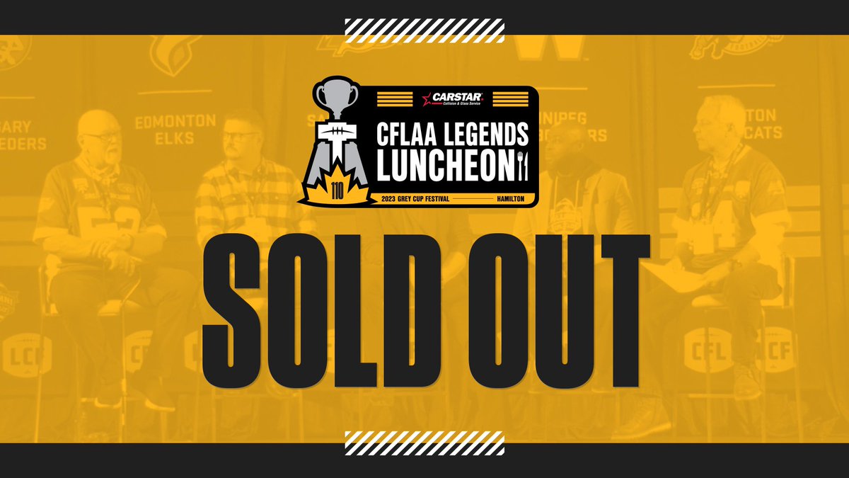 The CFLAA Legends Luncheon presented by CARSTAR is officially SOLD OUT! We can’t wait to see a full house of fans and alumni all in one place 🍽️🤝 #BuiltInTheHammer #GreyCupFestival