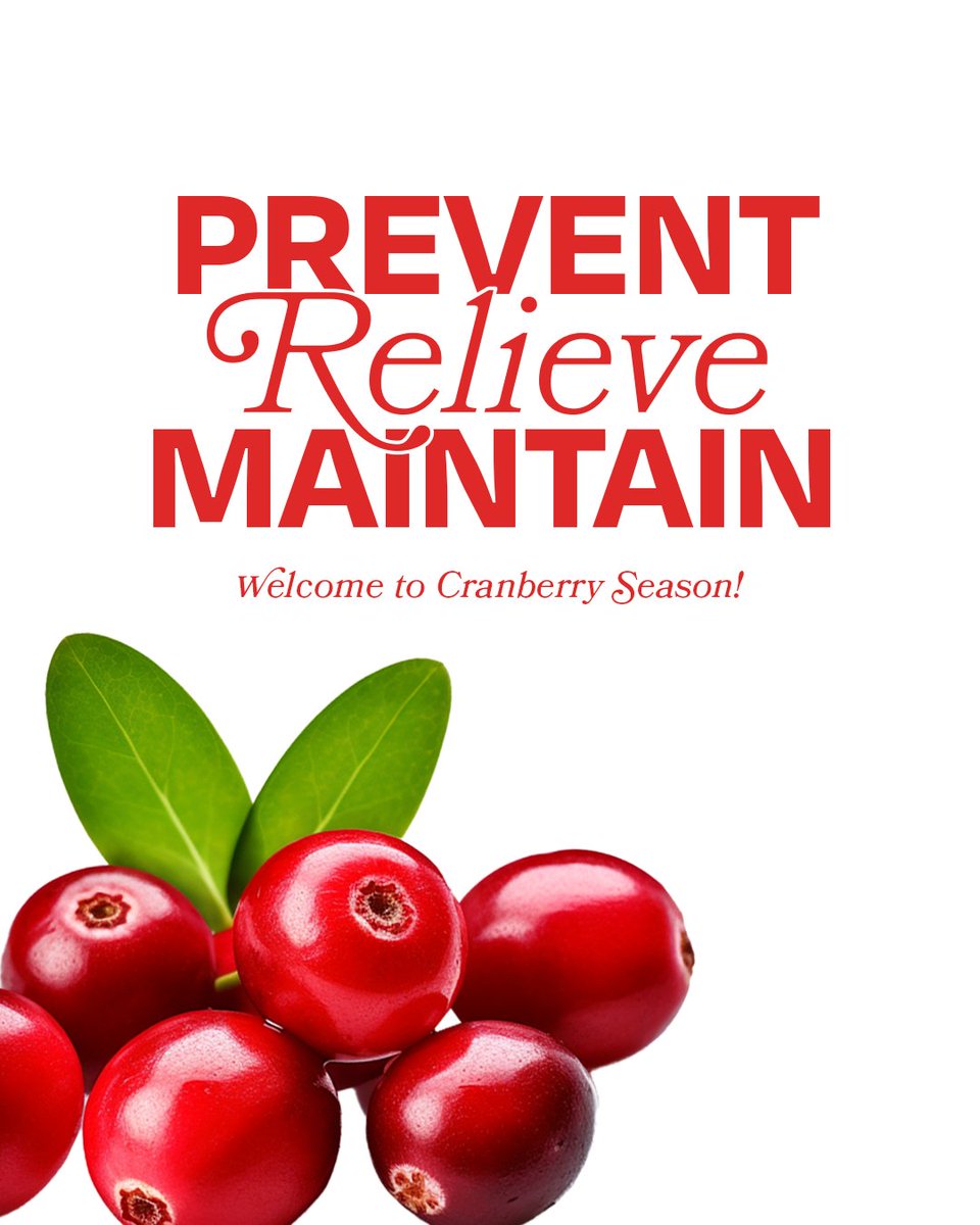 It’s officially Cranberry Season. They’re in your
Thanksgiving dinner, in your holiday decorations, and
hopefully in your diet. Remember to prevent, relieve, and
maintain all season long. #cystex #UTIrelief