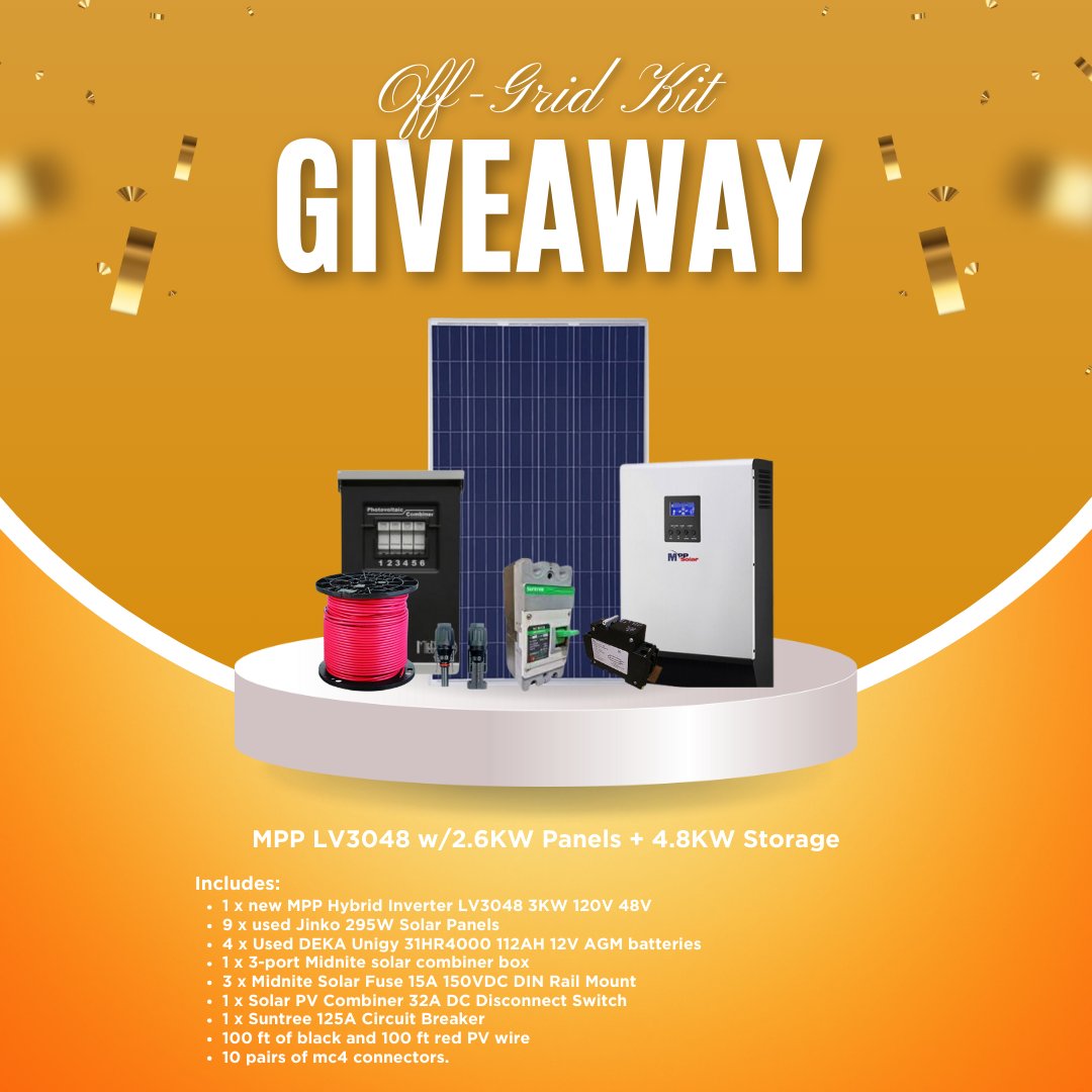 We are so grateful for our amazing customers, so this Thanksgiving, we're giving one lucky winner an Off-Grid Solar Kit! 🎊🎁
Enter HERE: hubs.li/Q028Rhx-0 
*Rules listed on giveaway site*
#santansolar #giveaway #solarpanels #solargiveaway #goodluck #offgrid #diysolar