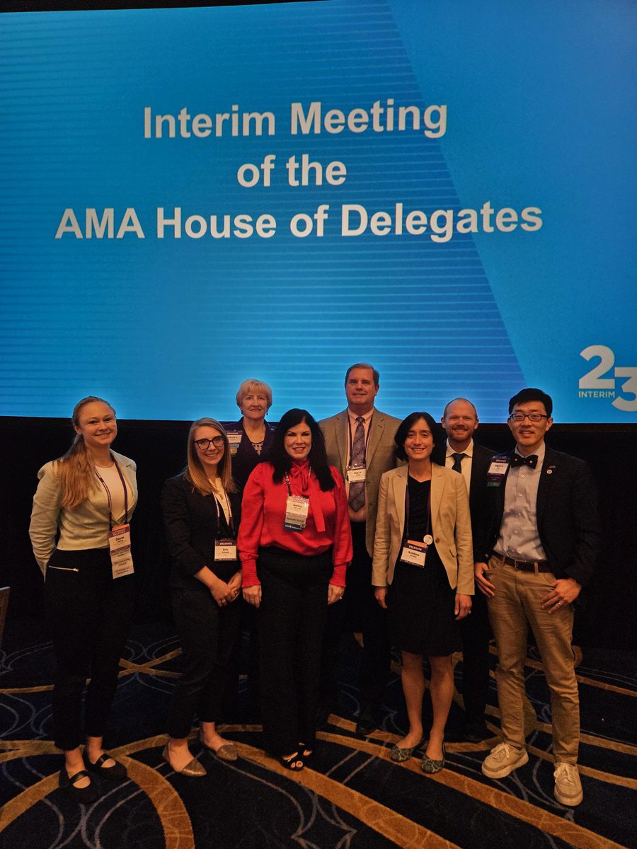Hard working @ASCO delegation to the AMA. We were 3/3 with adoption of ASCO sponsored resolutions regarding AMA advocacy for access to clinical trials for MEDICARE advantage patients, modernizing remote digital lab access under CLIA, and managing ERISA laws with PBMs