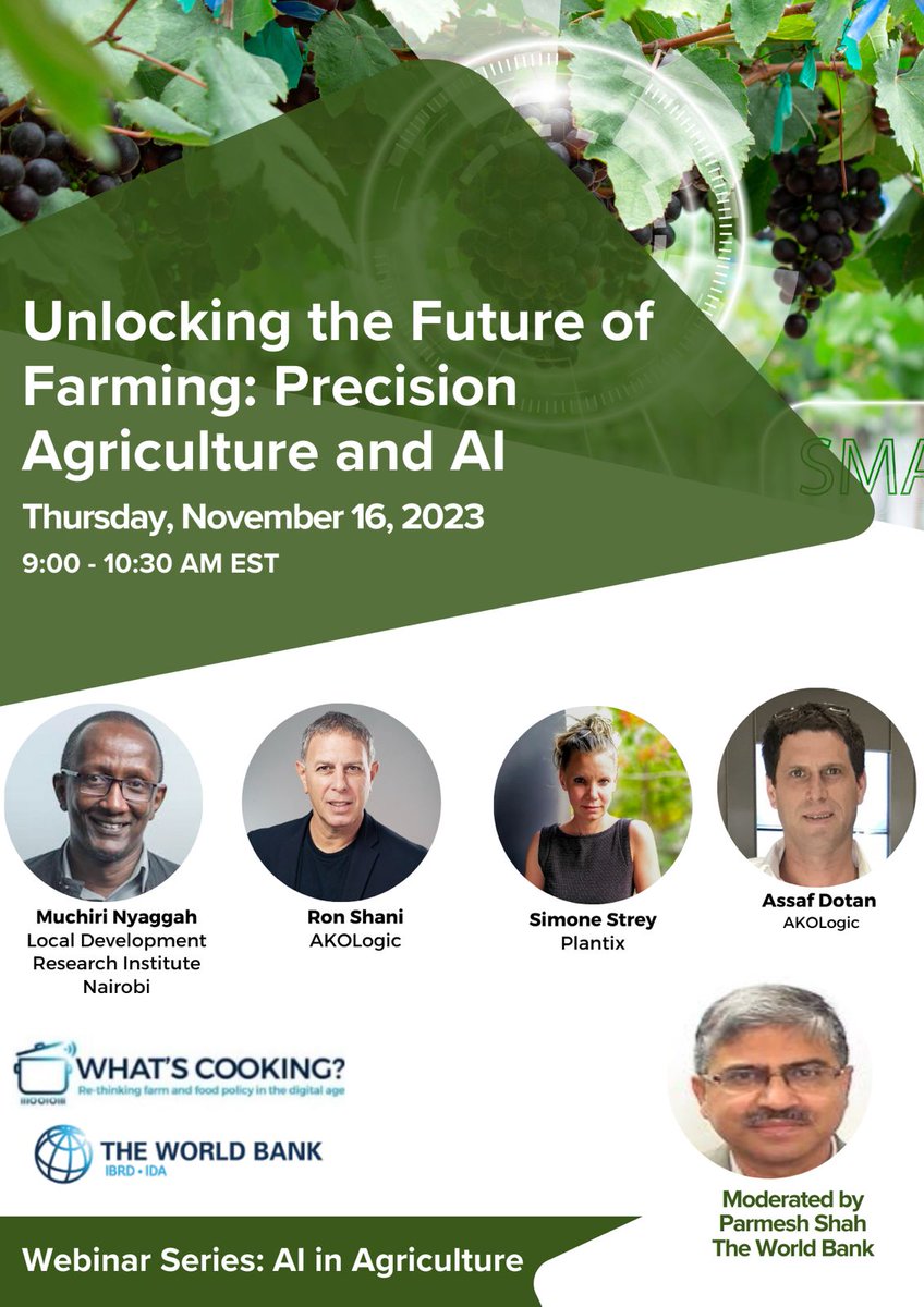 Interested on how #ArtificialIntelligence can play a role in the future of farming? Join our upcoming webinar: 
📅 November 16, 2023
⏰ 9:00 - 10:30 AM EST

Register here:  wrld.bg/Ky7G50Q7v8l