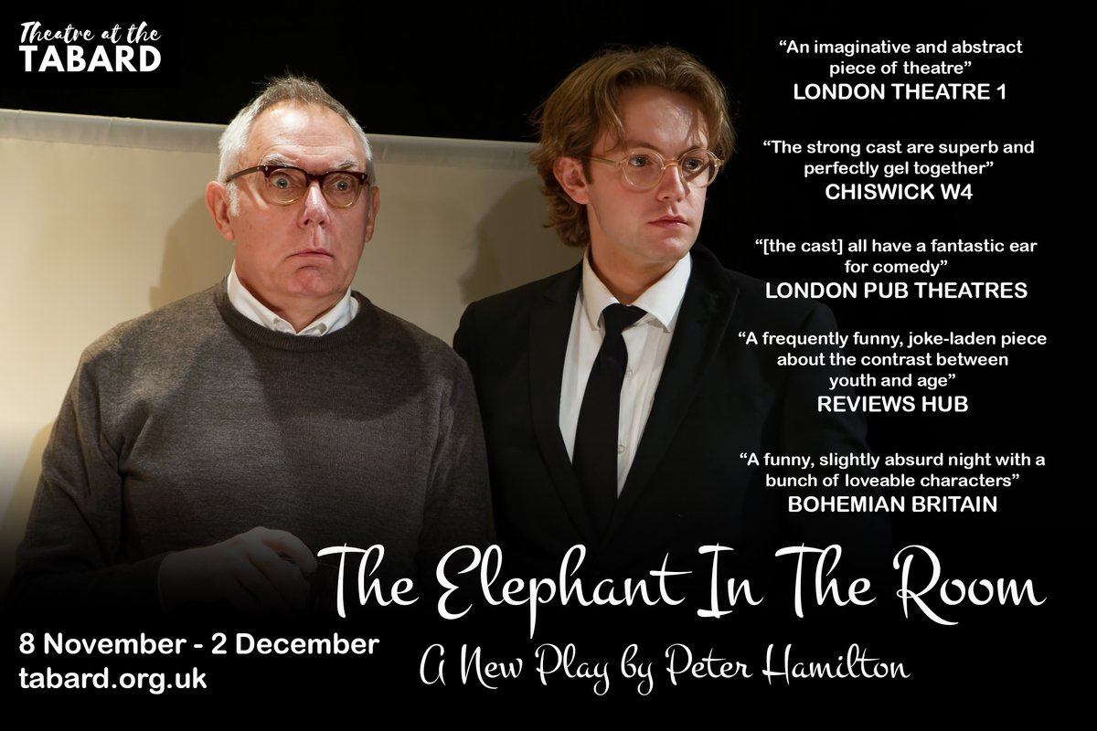 "A frequently funny, joke-laden piece about the contrast between youth and age" (Reviews Hub) - The Elephant in the Room from <a href="/ClockSchoolTC/">Clockschool Theatre Company</a>  continues this week - tabard.org.uk/whats-on/the-e…