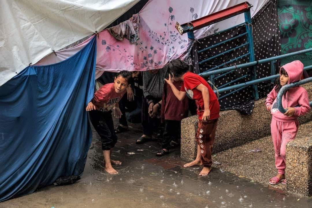 Under the rain... Displaced people are living in difficult conditions in tents in shelter centers in the Gaza Strip... Donate to help them⤵️gogetfunding.com/emergency-reli…