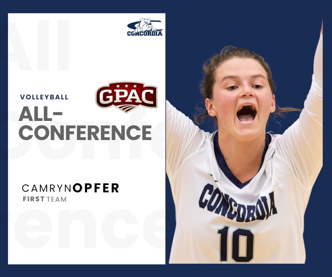 🏅 First Team All-GPAC 🏅

🏐 @OpferCamryn | Seward, NE

🗒️ 5x All-GPAC! (3x 1st Tm); 2023: 261 kills, 289 digs, 33 blks, 17 aces; ranks 3rd in <a href="/cunevolleyball/">Concordia Bulldogs Volleyball</a> history for career kills (1,529) and digs (1,630).