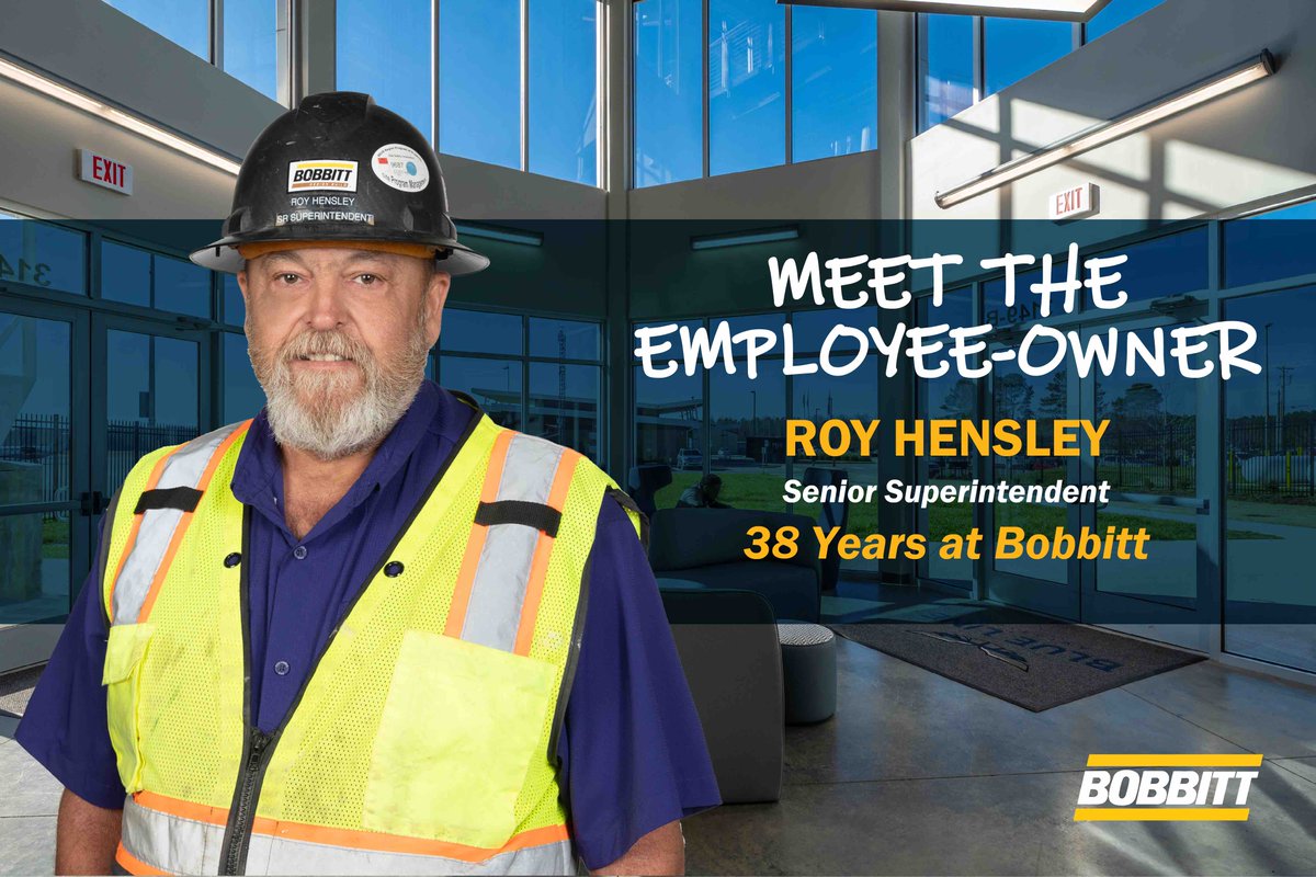 Celebrating the dedication and hard work of our Employee-Owners! Meet Senior Superintendent, Roy Hensley, a valued member of the Bobbitt family for an impressive 38 YEARS. We are grateful for your decades of commitment and excellence! #EmployeeOwnerSpotlight