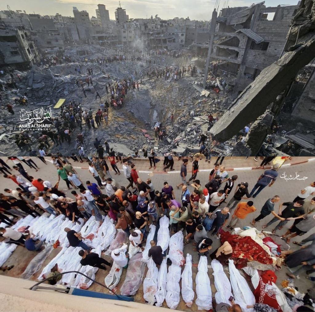 اي نصر تخدعون به الاموات قبل الاحياء .. إن كان لهؤلاء الشهداء وهذا الدمار ثمن فلا يكفي اقل من تحرير جميع الاراضي العربية التي احتلتها اسرائيل .. لكن للاسف ليس بوسعكم تحرير شبر واحد مما اُخذ من غزة بعد 7 اكتوبر  الماضي .. فماهو الثمن ؟!!
ومن الذي قبض الثمن ؟!!
لعنة الله عليكم