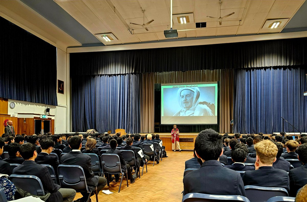 Our year 7s and 8s had a wonderful time with <a href="/HibaNoorKhan1/">Hiba Noor Khan</a> this afternoon. A thoroughly fascinating talk about her new book and the role the Grand Mosque of Paris played in WW2. You've made lots of new fans Hiba!
