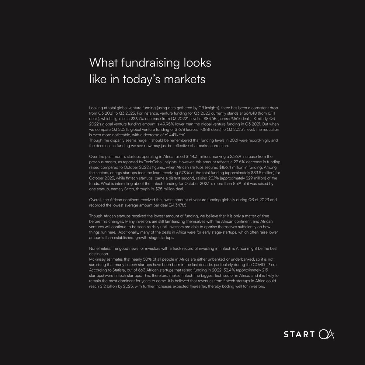 START_OA's tweet photo. We have great news; The first edition of the StartOA Monthly Fintech Report is officially available!
Click on the link below to register for the report, and it would be emailed directly to you.
https://t.co/kuPCF0QJKB

We hope you will enjoy reading this report!

#fintech #africa https://t.co/uqbx5e4mNU