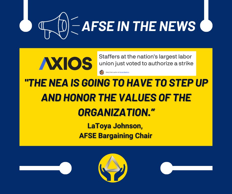 <a href="/NEAToday/">NEA</a>, it's time to settle a fair contract. The world is watching. #AFSEStrong #Solidarity
