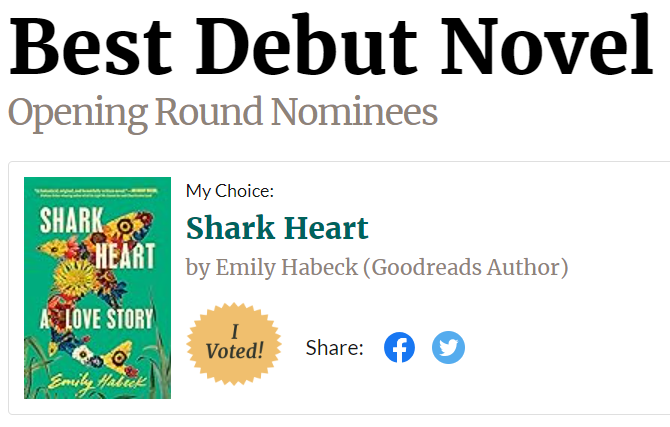 Vote for SHARK HEART by @EmilyHabeck for Best Debut!