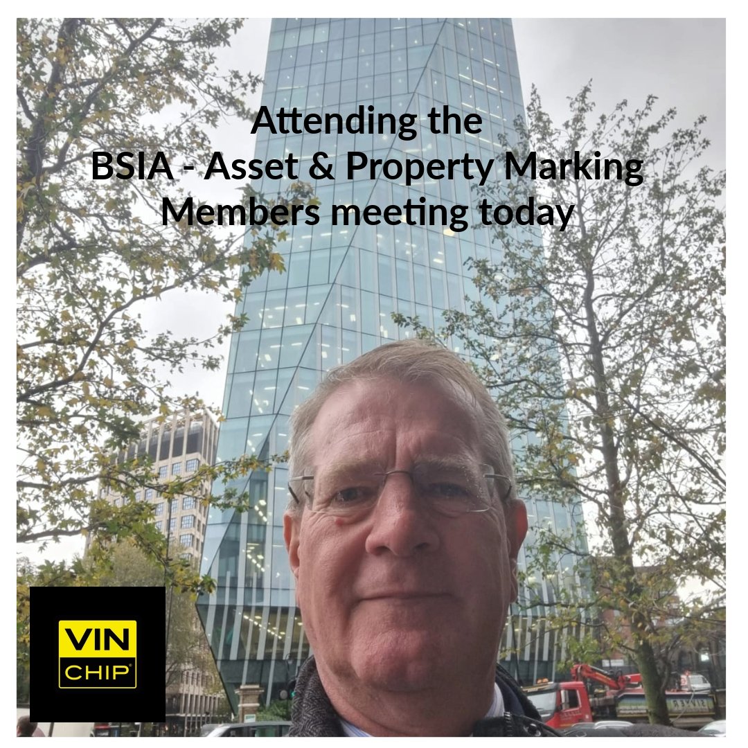 VIN CHIP attended @thebsia 's Asset & Property Marking members meeting today at Informa Building in London. Very insightful. Great conversations with COO Paddy Kyle about his vision & direction in his new role #VINCHIP #BSIA #MemberNotObserver #securitymarking #forensicsecurity