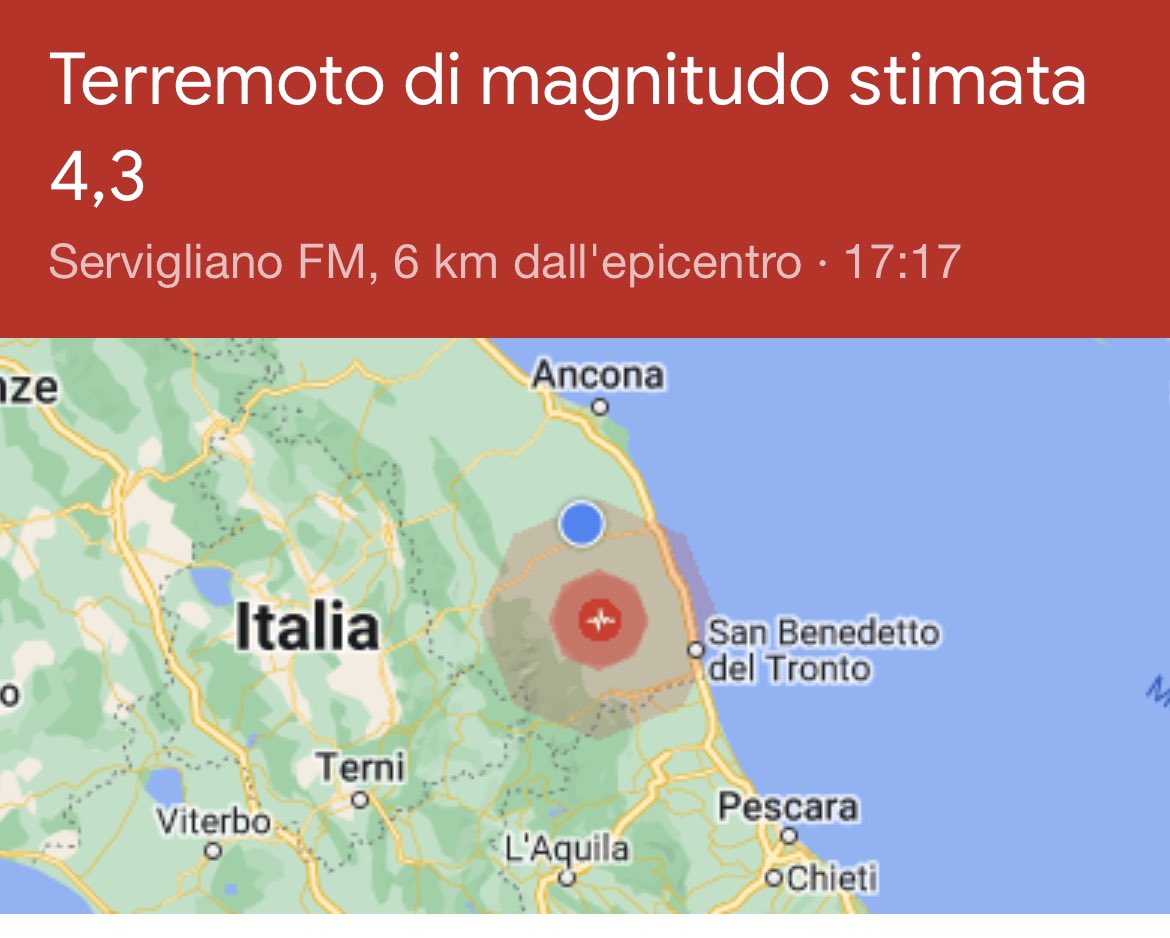 ItLansia's tweet photo. In tempo reale, terremoto di magnitudo 4,3 nelle Marche. https://t.co/xxVfFYccMW