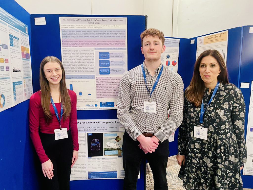 Well done to Amanda Haworth, Dr Khan and our MRes students for presenting their work on exercise promotion in the #CHD Young Persons clinic at #BCCA2023 👏 @bcca_uk