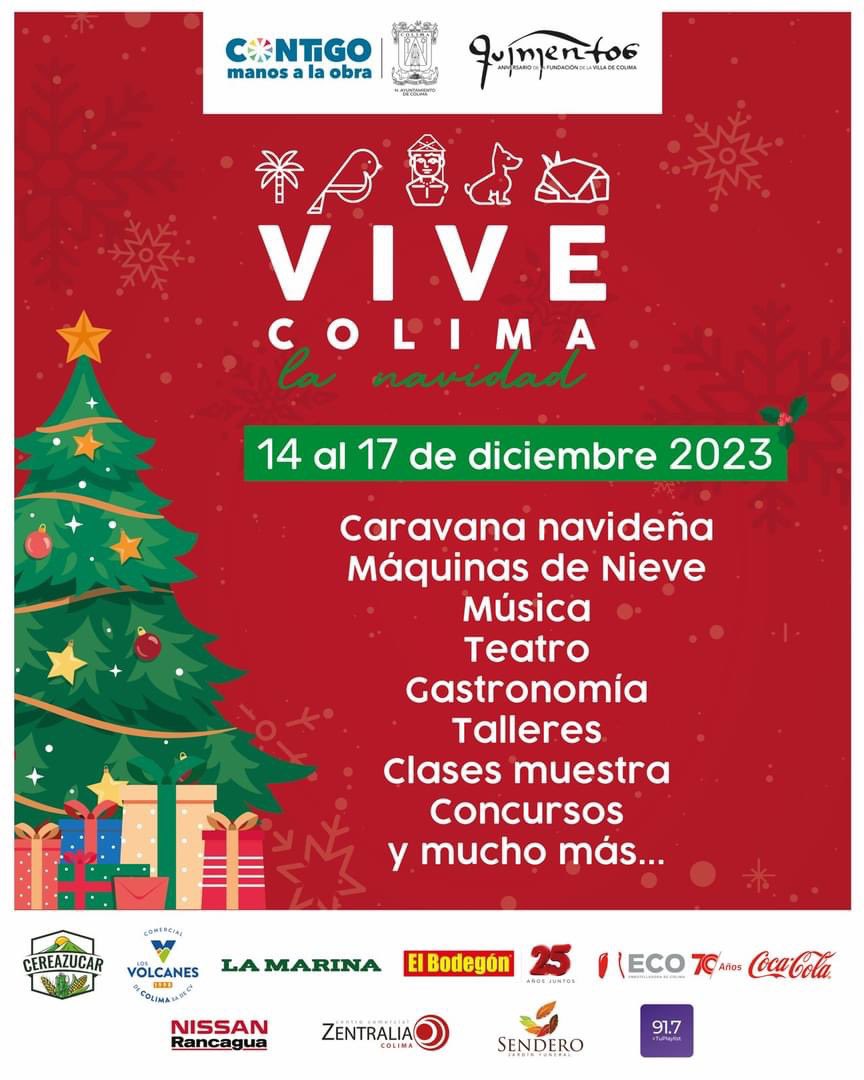 ColimaMunicipio's tweet image. ¡Celebremos juntos la temporada más bonita del año con el festival #ViveColima la Navidad🎄!

Tendremos actividades y entretenimiento para toda la familia, además impulsaremos la economía local. 

¡#QueremosVerteEnElCentro del 14 al 17 de diciembre!