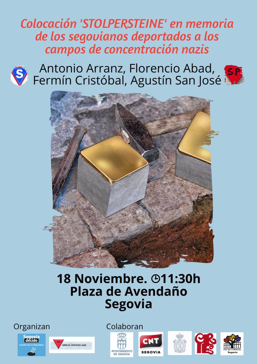 FMemoriaSegovia's tweet photo. Este sábado estaremos en este magnífico evento organizado por @SegoviaDecide y @AmicalDachau, con recorrido por la ciudad. ¡Nos vemos! https://t.co/Vai768rJJH