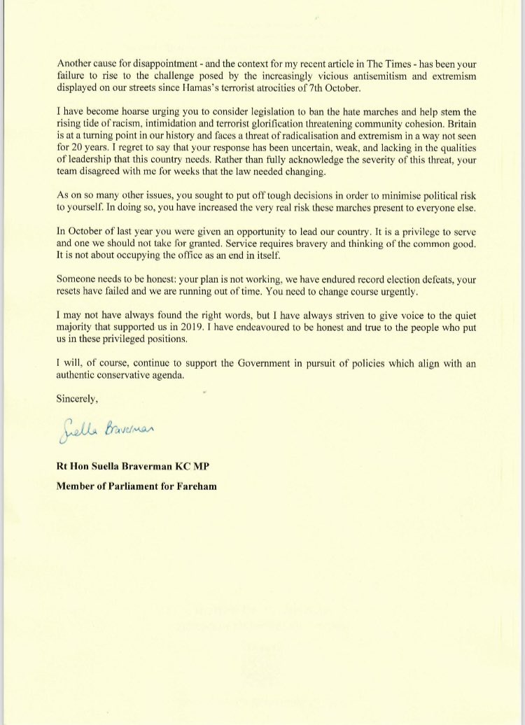 My letter to the Prime Minister