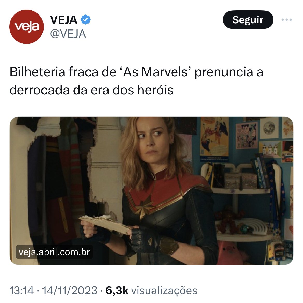 Bilheteria fraca de 'As Marvels' prenuncia a derrocada da era dos heróis