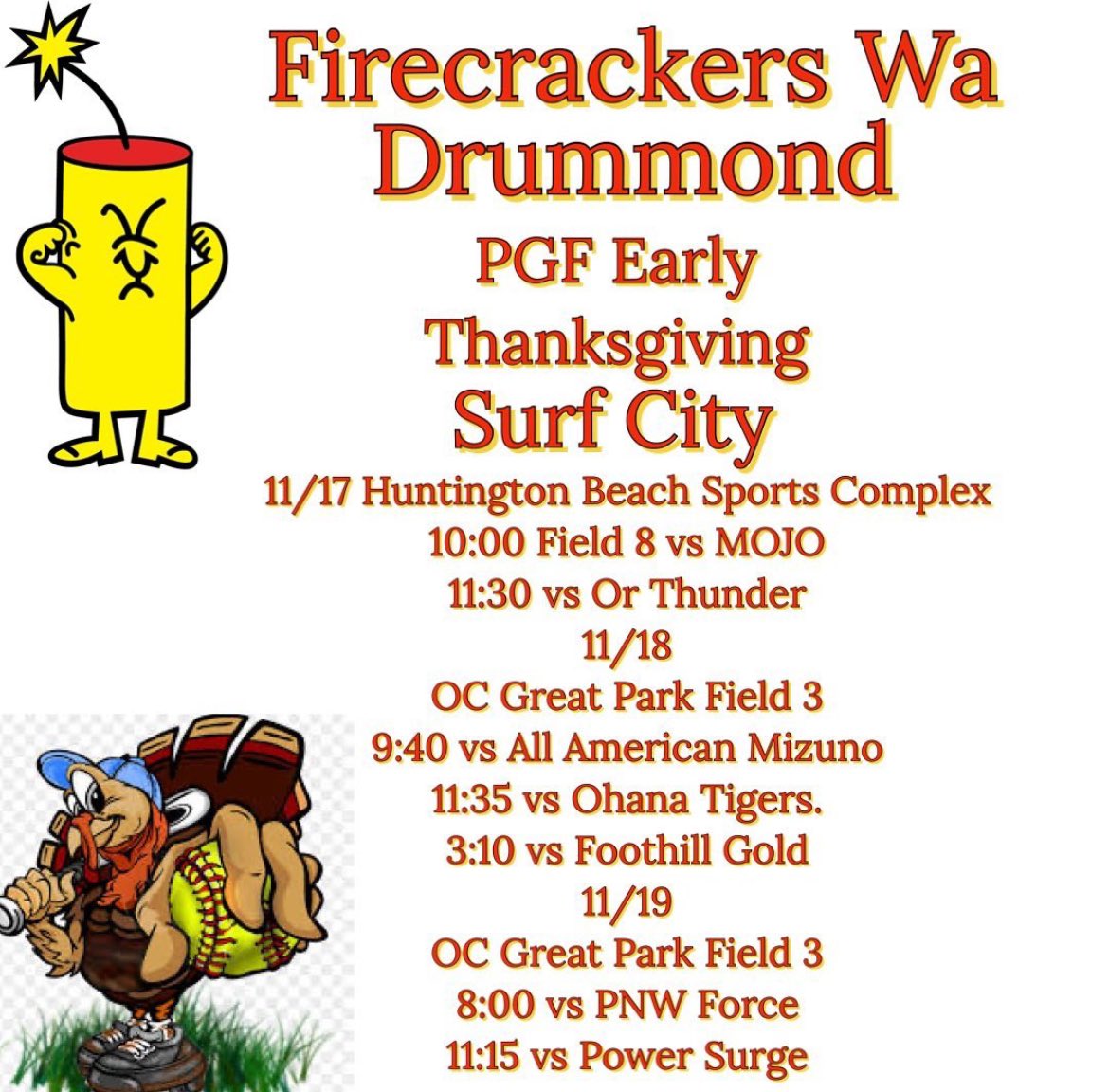 BrynnaErdmann's tweet photo. Ready to compete in the Surf City Early Thanksgiving Tournament in Huntington Beach, California this weekend! Here’s our schedule: https://t.co/PVWUNE7YmY