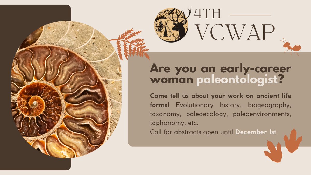 Hey paleontologists! 🦕🔬 Join us at #VCWAP2024 where we welcome diverse research on past life forms—taxonomy, paleoecology, paleobiogeography, environmental changes, taphonomy... 
Share your research part by submitting your abstracts now! #womeninscience