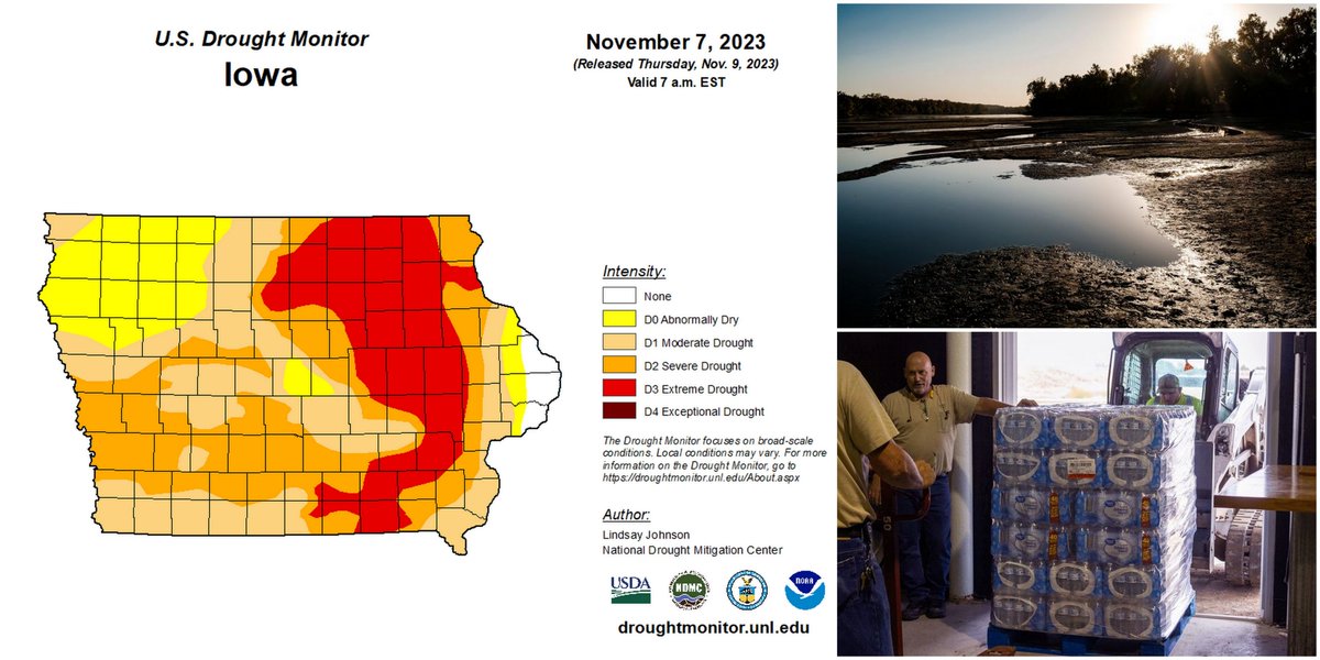 Drought Leaves Midwest Towns ‘Drier Than the Dust Bowl’. Nearly the entire state of Iowa is in drought, with a large portion in extreme drought, the second most intense category tracked by the @DroughtCenter bit.ly/3QLnW9Y by @ShannonNajma via @WSJ