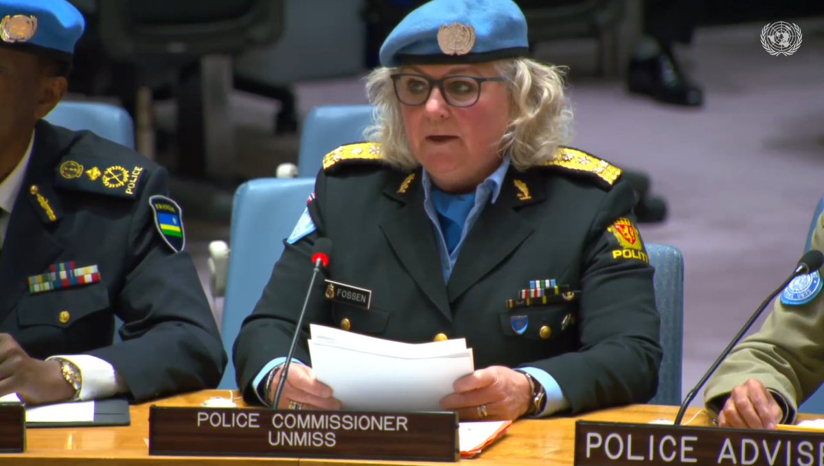Today at the annual Security Council meeting on UN Police, #UNMISS Police Commissioner Christine Fossen of 🇳🇴briefed Council Members on UNPOL's work and the gender dimensions of new and emerging threats in South Sudan. #UNPoliceWeek #WPS