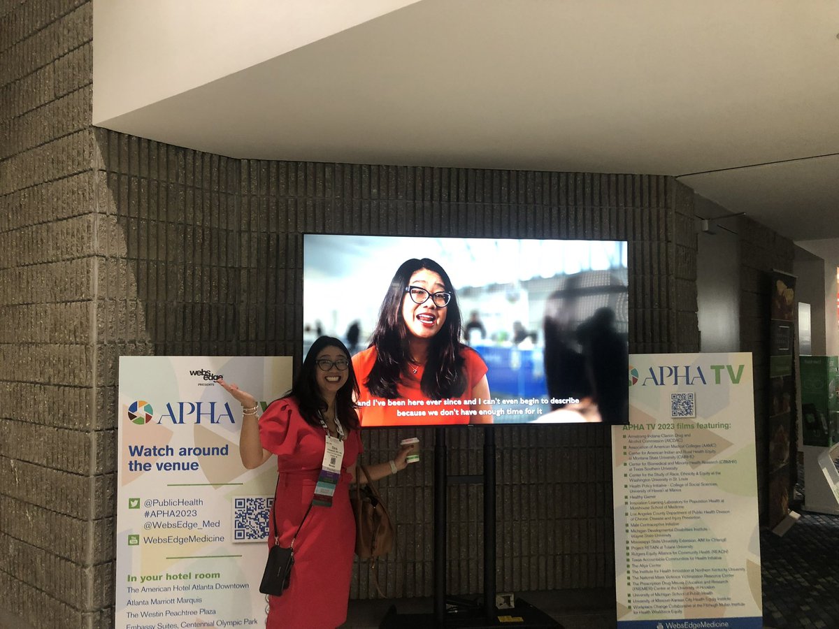 chanyasulkit's tweet photo. WHOA! It’s pretty wild to walk by a TV screen here in the Convention Center & see yourself talking! https://t.co/DhzJFagXfB
#PlayForHealth #ReadForHealth #VoteForHealth
#SpeakForHealth #AdventuresInPresidenting #APHA2023 @PublicHealth @APHAAnnualMtg @MAPublicHealth @ALALibrary https://t.co/MUVhrXqlzl