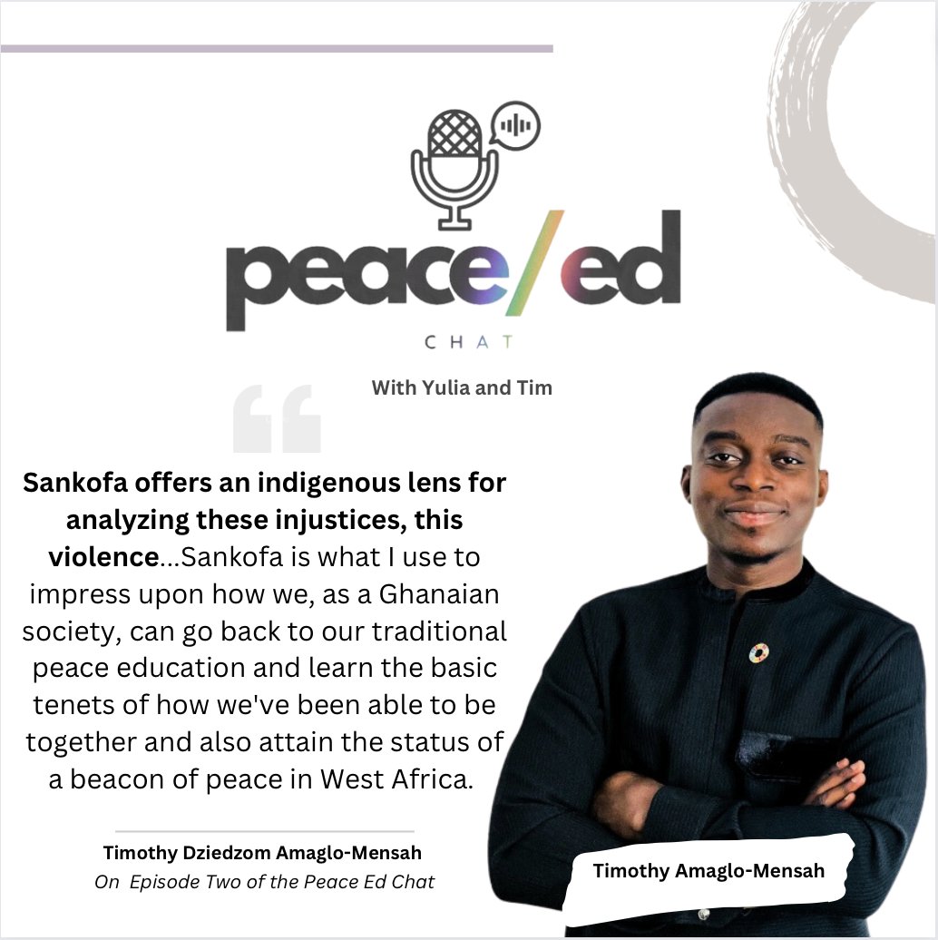 PeaceEdChat's tweet photo. Decolonisation of #peaceeducation is crucial if we want to address injustices and violent structures, says @DziedzomMeg. Sankofa is #Ghana's Indigenous framework that can support us in this process.

Listen to @PeaceEdChat episode 2🔗 https://t.co/7xHNMAeskT

#PeaceEdChat https://t.co/BtiCUIx9IN