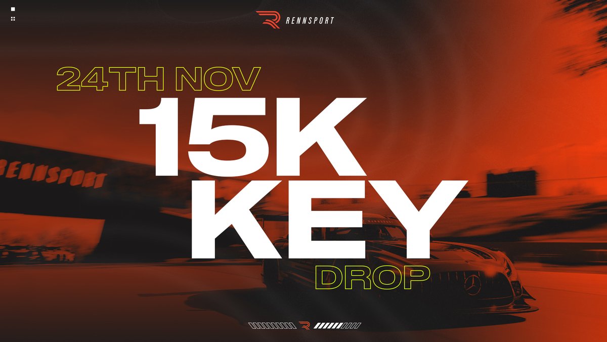 RENNSPORT_gg's tweet photo. Mark your calendars for November 24th, our biggest Beta key drop yet! 🔑🚀

We really appreciate the high demand for keys, and the number of delivered keys continues to grow every week! 

Keep an eye on your inbox come the 24th, you might just get lucky! 🔥

#ForRacersFromRacers https://t.co/VvVBbcWA4D