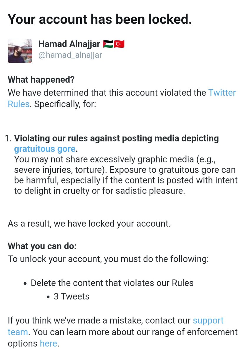 Arkadaşlar Gazze'den paylaştığım haberlerden dolayı hesabım kitlendi desteğinizi bekliyorum 🤲