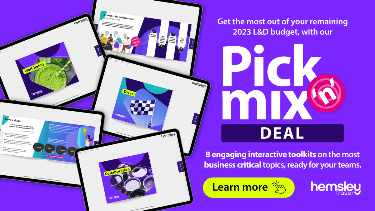 HemsleyFraser's tweet image. Pick &apos;n&apos; Mix toolkits!

To help you get the most out of your remaining 2023 L&amp;amp;D budget, we’ve handpicked 8 of our most in-demand Toolkits/Fluidbooks to help you empower your employees in the topics that mean the most.

eu1.hubs.ly/H06bVfD0

#learningandevelopment