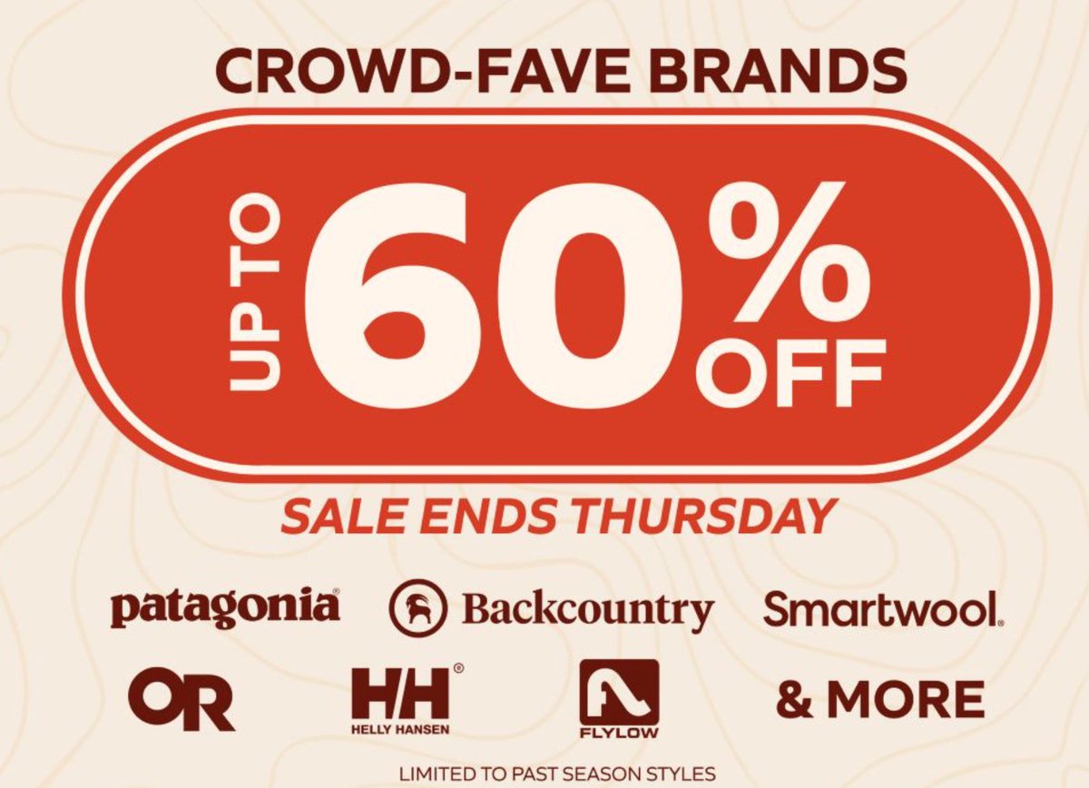 3 Days Left to Save on the #BIGBRANDSSALE at #SteepandCheap 
Brands  - #Patagonia #HellyHansen #OR and #Smartwool - Shop Now!!
➡️ alnk.to/8tNpNsN 

(sale ends 11/16)
 #outdoordeals #outdoorsygirl #outdoorsygeardeals #outdoorsy #outdoorsyaf #outdoorsylife #outdoorlife