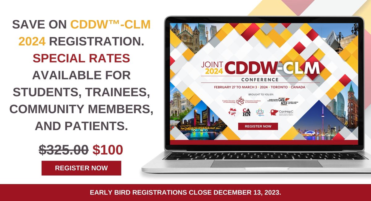 Save with special rates and join us at #CDDWCLM2024 March 1-3, 2024 in Toronto. 📢Early bird deadline: December 13, 2023. 📨For member rate discount codes, please reach out to your association. Read our newsletter with more info and session highlights! bit.ly/3QYWd6X