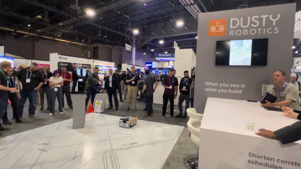 DustyRobotics's tweet image. Live from #AU2023! Stop by booth 356 for a #FieldPrinter demo &amp;amp; discover cutting-edge new features that automate the seamless transfer of BIM drawings to construction-site floors including ACC integration and Revit-to-Robot workflow. #constructioninnovation #getdusty #autodesk